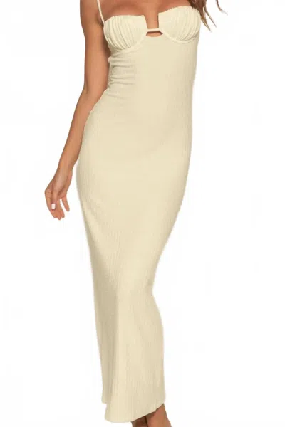 Montce Petal Long Slip Dress In Buttercream Rib In Multi