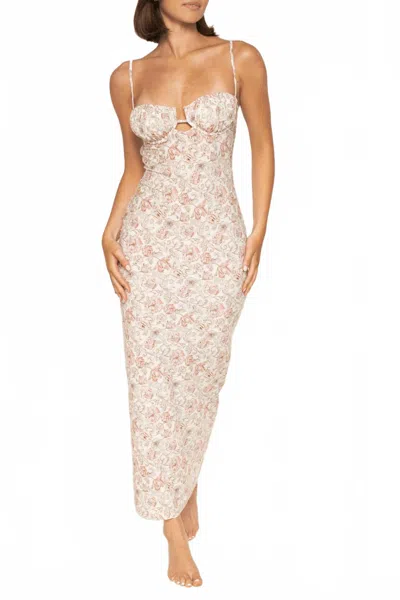 Montce Petal Long Slip Dress In Venecia Floral In Neutral