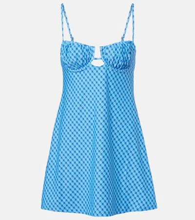 Montce Petal Plaid Minidress In Blue