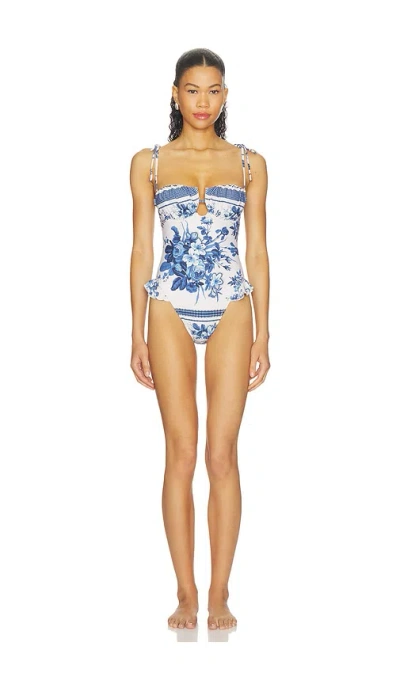 Montce Petal Ruffle One-piece In Blue