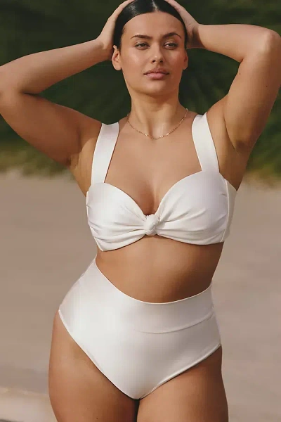 Montce Plus High-rise Bikini Bottoms In White