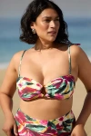 Montce Plus Isla Floral Tori Ties Bandeau Bikini Top In Pink