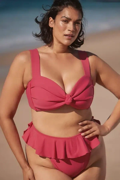 Montce Plus Raspberry Tamarindo Ruffle Bikini Bottoms In Pink