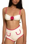Montce Polly Bikini Bottom In Cream Raspberry Binded In Neutral