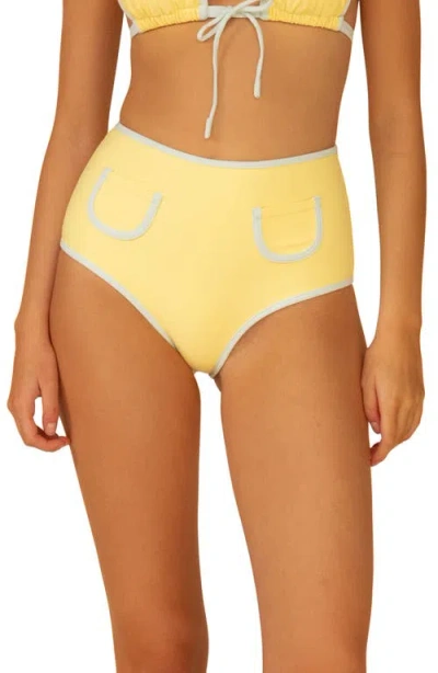 Montce Polly Contrast Trim Bikini Bottoms In Yellow