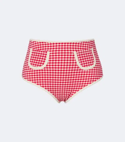Montce Polly Gingham Bikini Bottoms In Red