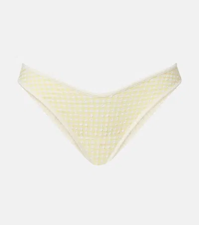 Montce Polly Gingham Bikini Bottoms In Yellow