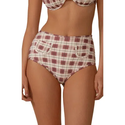 Montce Polly Plaid Bikini Bottoms In Neutral