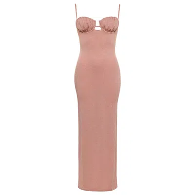 Montce Prima Pink Sparkle Petal Long Slip Dress In Multi
