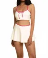 Montce Racerback Sport Top In Cream Raspberry Binded In White