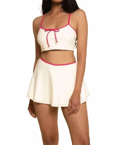 Montce Racerback Sport Top In Cream Raspberry Binded In White