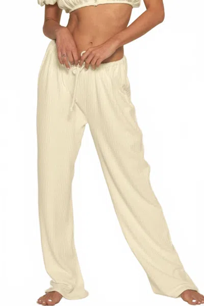 Montce Rib Drawstring Pant In Buttercream Rib In Neutral