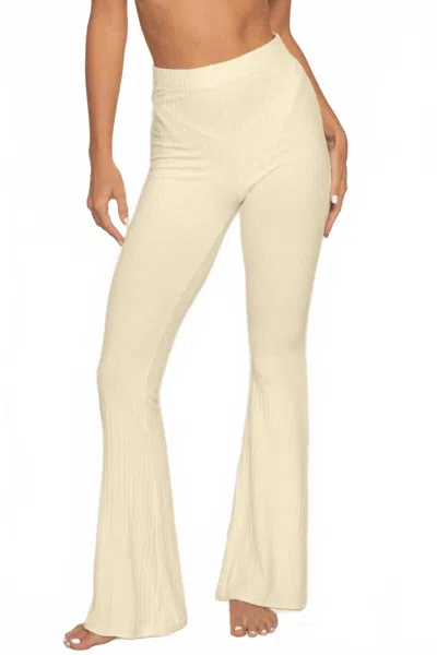 Montce Rib Flair Pants In Buttercream In White