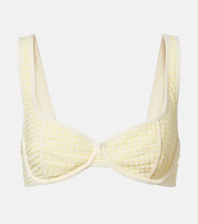 Montce Romy Gingham Bikini Top In Yellow