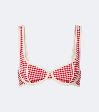 Montce Romy Gingham Seersucker Bikini Top In Multi