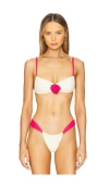 Montce Devin Rosa Bikini Top In Cream Raspberry Binded In White
