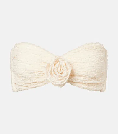 Montce Rosa Floral-appliqué Bandeau Bikini Top In White