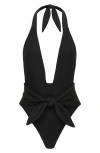 Montce Sable Tropez Halter One-piece Swimsuit In Black