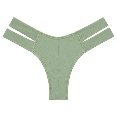 Montce Sage Green Rib Euro Bikini Bottom In Multi