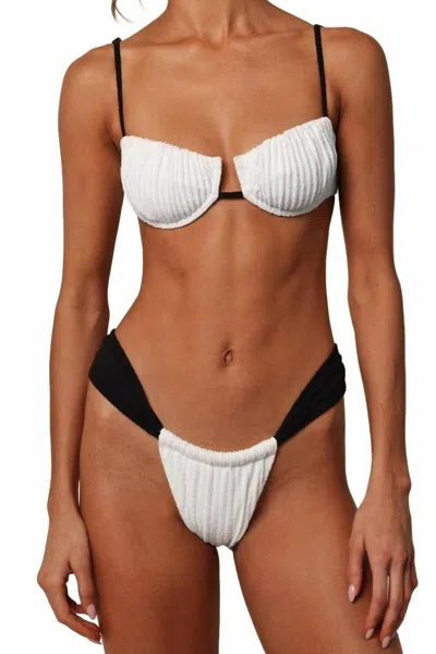 Montce Sandra Bikini Bottom In Cream Black Binded Terry Rib In Multi