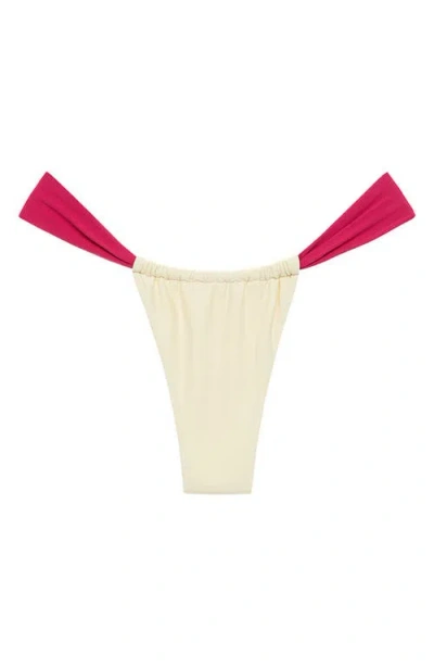 Montce Sandra Bikini Bottoms In Cream Raspberry Binded