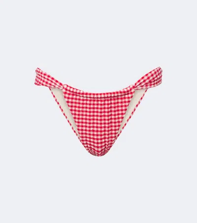 Montce Sandra Gingham Bikini Bottoms In Red
