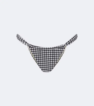 Montce Sandra Polka-dot Seersucker Bikini Bottoms In Multi