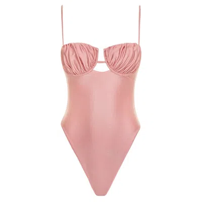 Montce Satin Rose Petal One-piece In Pink