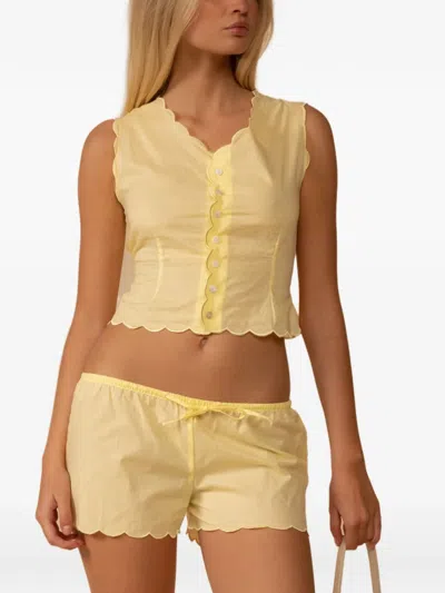 Montce Sunshine Scalloped Cotton Cover-up Vest In Yellow