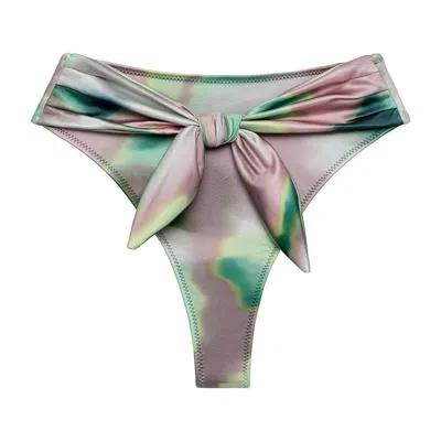 Montce Silk Dye Paula Tie-up Bikini Bottom In Green/pink/purple