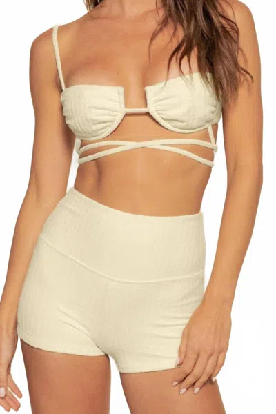 Montce Simone Bikini Top In Buttercream Rib In Animal Print