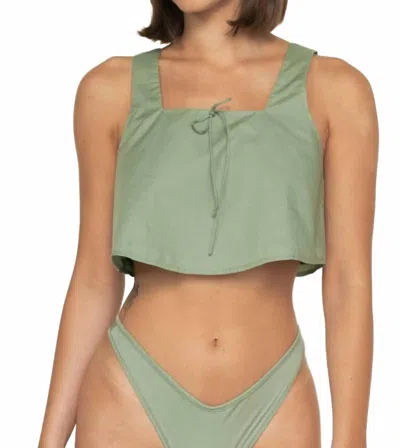 Montce Square Neck Crop Top In Sage Green