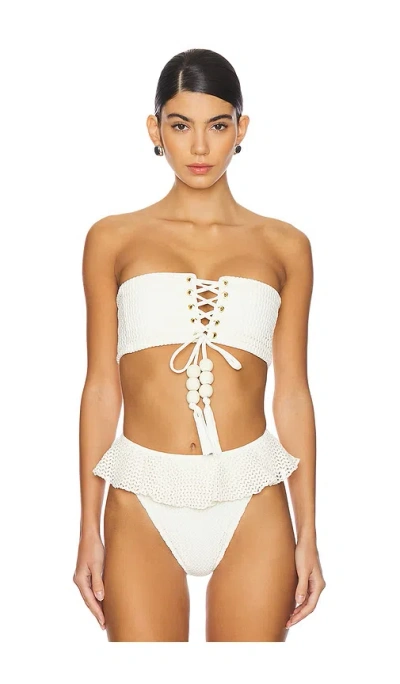 Montce Corset Bikini Top In Bone Crochet