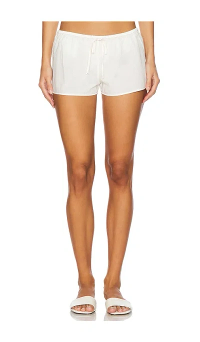 Montce Swim Low Rise Drawstring Short In Cream & Raspberry