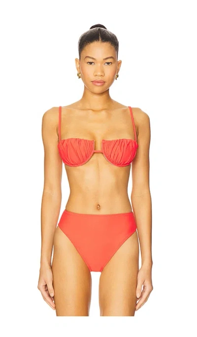 Montce Swim Petal Bikini Top In Orange