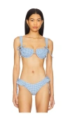 Montce Petal Bikini Top In Peri Micro Gingham