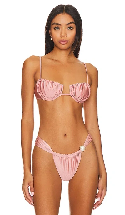 Montce Swim Petal Bikini Top In Satin Rose