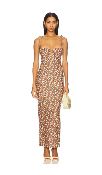 Montce Petal Long Slip Dress In Brown