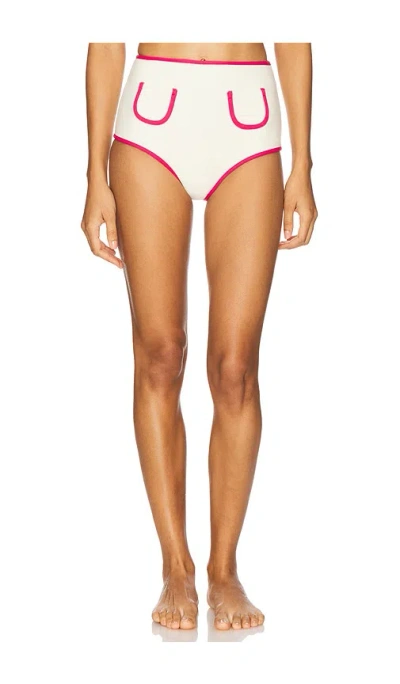 Montce Swim Polly Bikini Bottom In Cream & Raspberry