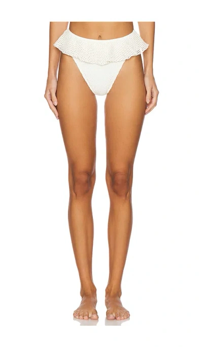 Montce Swim Tamarindo Ruffle Bikini Bottom In Bone Crochet
