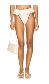 Montce Swim Tamarindo Ruffle Bikini Bottom In Cream & Raspberry