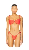 Montce Swim Tori Ties Bandeau Bikini Top In Red