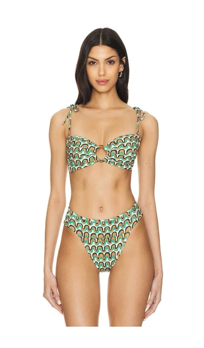 Montce Swim Tori Ties Bandeau Bikini Top In Groovy