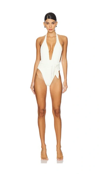 Montce Tropez Tie Up One Piece In Cream Rib