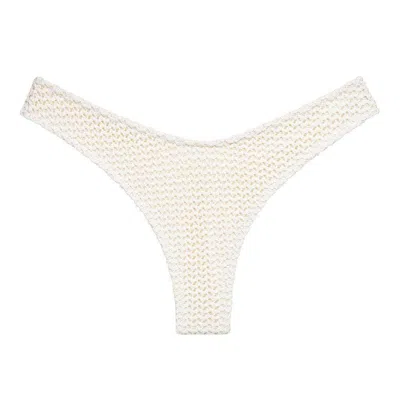 Montce Swim Women's Black Bone Crochet Lulu Zig Zag Stitch Bikini Bottom