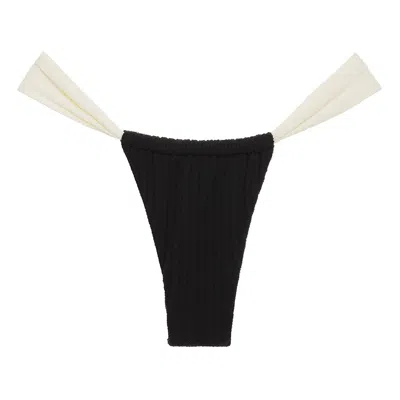 Montce Swim Women's Black Cream Binded Terry Rib Sandra Bikini Bottom