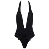Montce Women's Black Rib Tropez Tie-up One-piece In Black