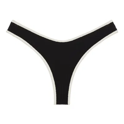 Montce Swim Women's Black / White Black Cream Binded Terry Rib Lulu Bikini Bottom In Black/white