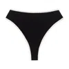 Montce Women's Black / White Black Cream Binded Terry Rib Paula Bikini Bottom In Black/white