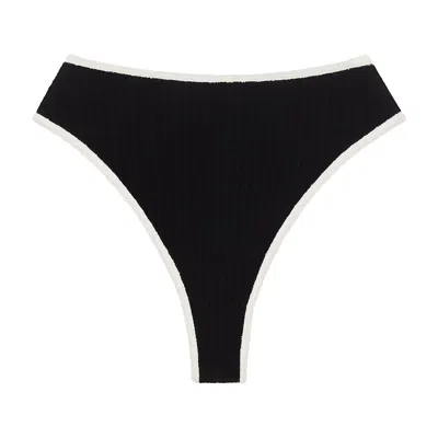 Montce Swim Women's Black / White Black Cream Binded Terry Rib Paula Bikini Bottom In Black/white